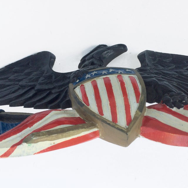 Cast Iron American Eagle Metal Wall Hanging With Crest and Flags Chairish