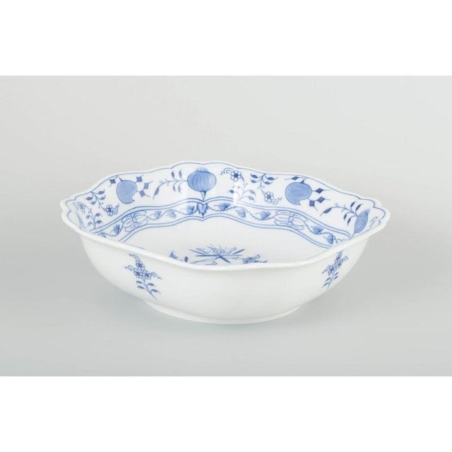 Meissen Square bowl, “Blue Onion” pattern, early 20th century. Elegant square porcelain bowl with underglaze blue hand-...
