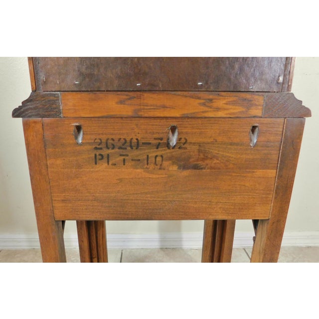 Small Vintage Mid Century Campaign Oak Wood Cabinet For Sale - Image 12 of 12