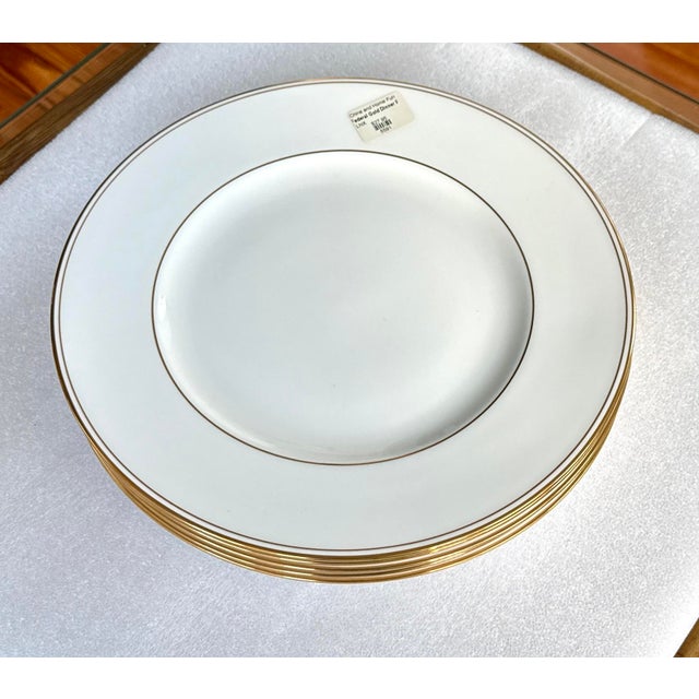 Five (5) brand new Lenox Federal Gold porcelain dinner plates. A classic pattern makes a comeback in the Lenox Federal...