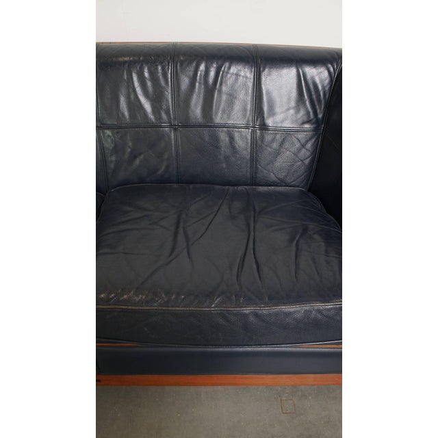 Art Deco Sofa with Woodwork and Dark Blue Cowhide For Sale - Image 6 of 18