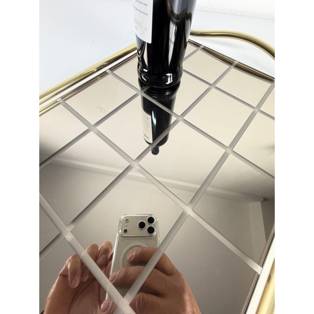 Large Italian Tray in Brass and Smoked Mirrored Glass, 1980s For Sale - Image 3 of 13