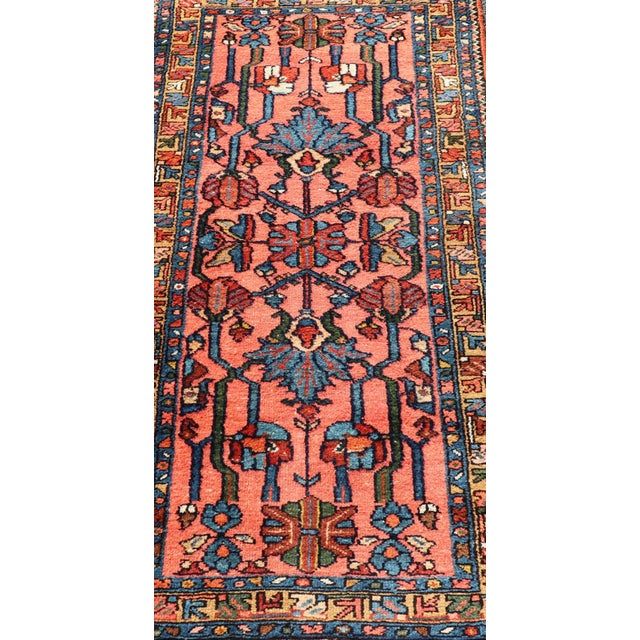 Early 20th Century Antique Persian Lilihan Rug in All-Over Design in Jewel Tones and Pink Field For Sale - Image 5 of 11