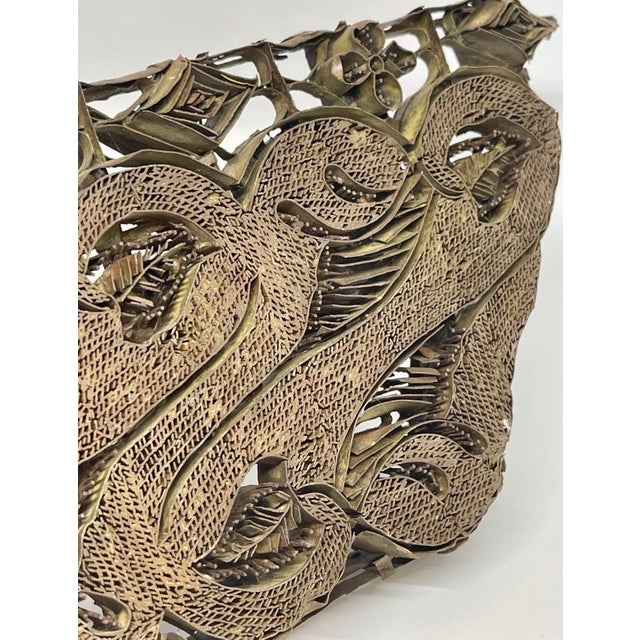 Copper Antique Indonesian Copper Batik Textile Stamp. Ancient Textile Pattern Stamp For Sale - Image 8 of 12
