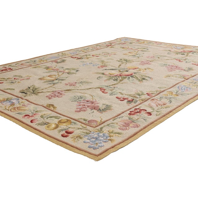 79491 Vintage Chinese Aubusson Needlepoint Rug, 04'10 x 06'10. The Orchard Salon: A Vintage Chinese Aubusson Needlepoint...