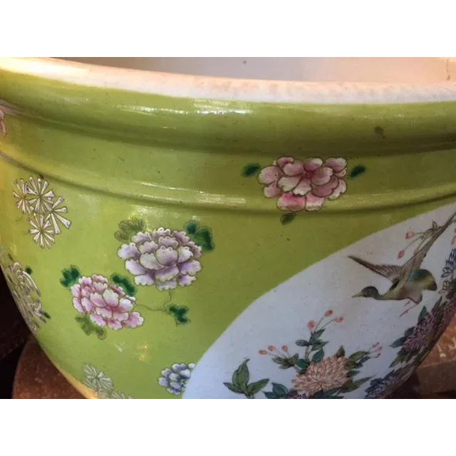 1900s Chinese Hand-Painted Fish Bowl/ Planter For Sale - Image 9 of 12