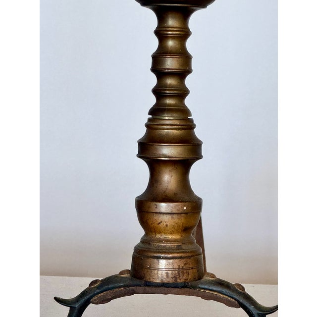 1900s Antique Brass Andirons, Pair For Sale - Image 4 of 5