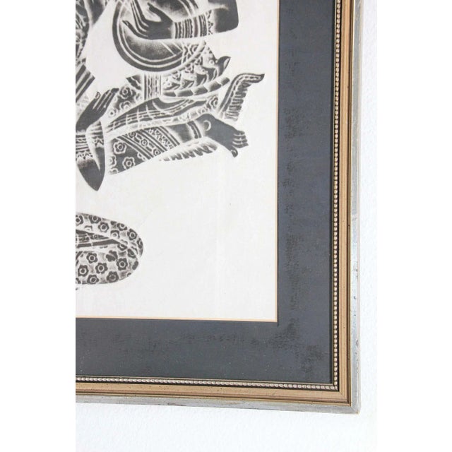 Asian Vintage Charcoal Rubbing of Thai Musicians For Sale - Image 3 of 13