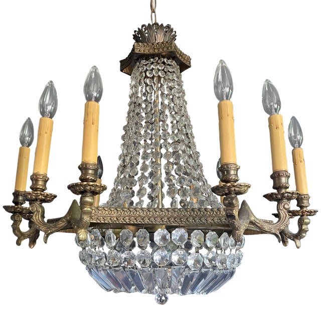 Vintage French Empire Styled Crystal Chandelier For Sale