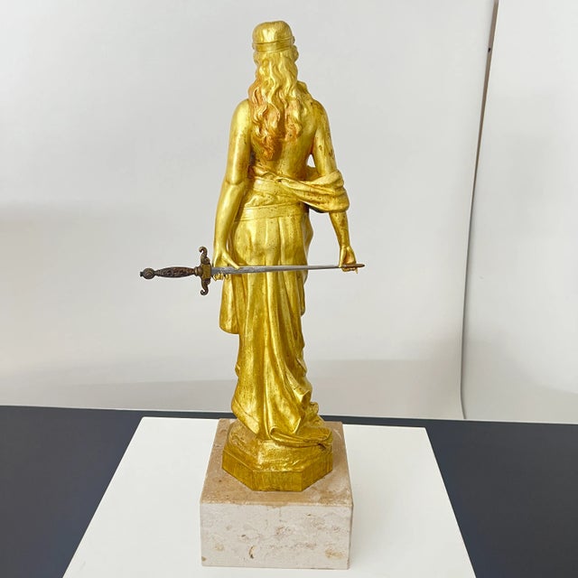 Metal Art Nouveau Sculpture Judith in Gilt Bronze by E. Tell, Austria, 1910 For Sale - Image 7 of 18