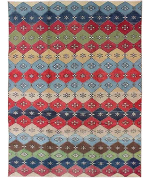 Vintage Colorful Mid-Century Modern Turkish Rug