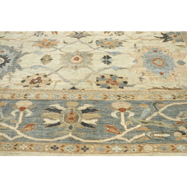 Cerulean Persian Sultanabad Rug - 11'10 X 15'06 For Sale - Image 8 of 9