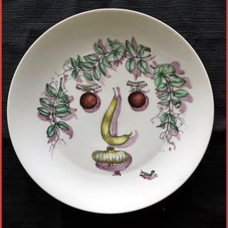 Ceramic Plate with Vegetable Face Fornasetti For Sale