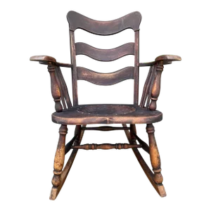 Late 19th Century Antique Stamped Leather Seat Rocking Chair