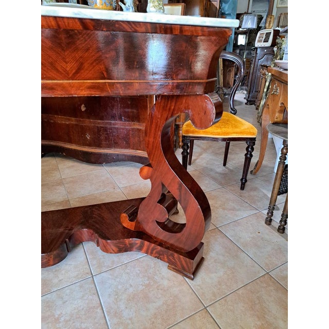 Empire French Console Table in Mahogany & Marble, 1800s For Sale - Image 5 of 7