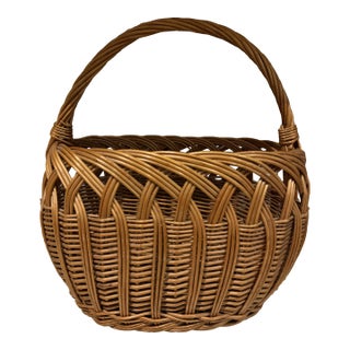 French Wicker Market Basket For Sale