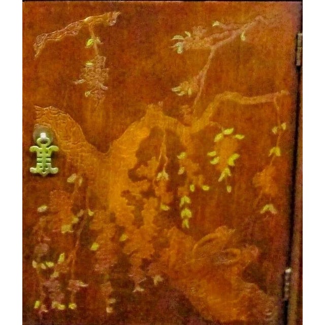 1960s Vintage Broyhill Walnut Parquetry Asian Console Cabinet 3230-19 For Sale - Image 10 of 12