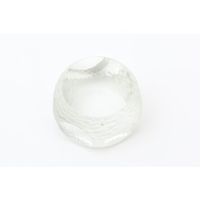 Vintage Czech Signed Battuto Glass Paperweight Sculpture 1980's For Sale - Image 14 of 16