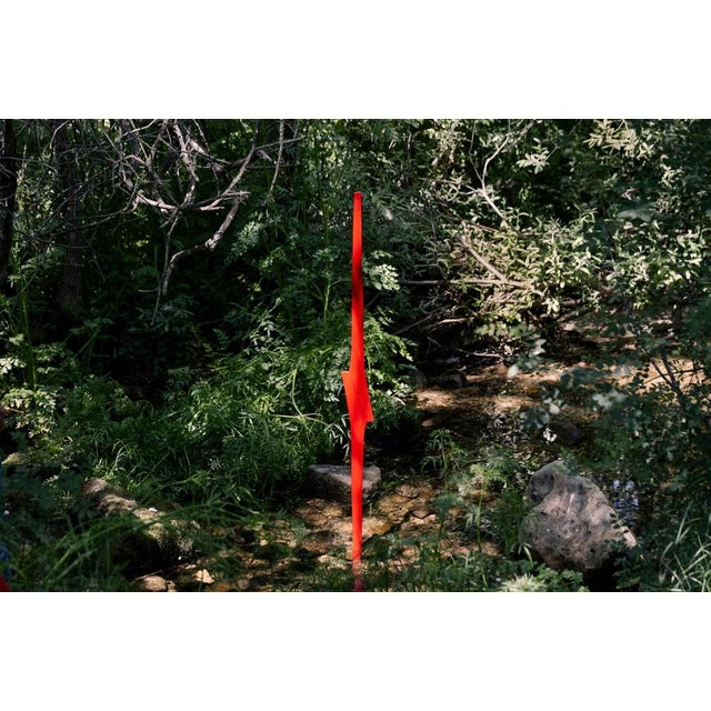 Signes Red Vertical Wall Sculpture in Steel by Jean-Baptiste Van Den Heede For Sale - Image 6 of 8