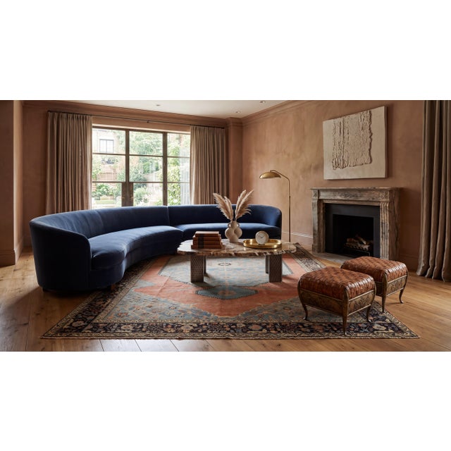 This exceptional late 19th-century antique Serapi rug epitomizes the stately elegance sought after by discerning interior...
