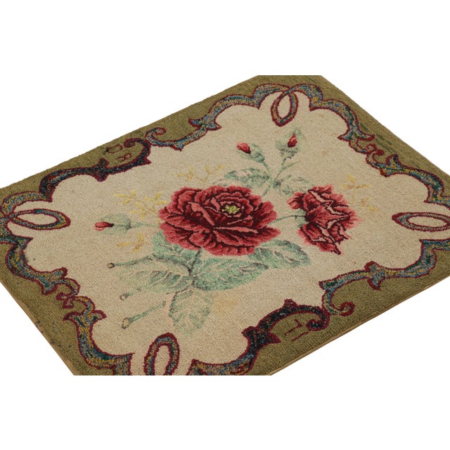 Handmade in wool and originating circa 1920-1930, this 2x2 rug is a rare and exciting new curation in Rug & Kilim’s...