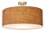 Stretch Semi Flush Mount, Burlap Shade, Weathered Brass For Sale