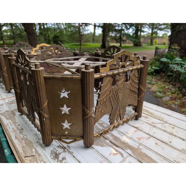 Antique American Art Deco Architectural Bronze Eagle Chandeliers - a Pair For Sale - Image 17 of 18