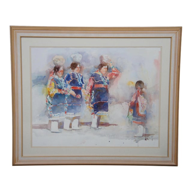 1991 Phyllis Meyer Southwestern Zuni Tradition New Mexico Watercolor Painting For Sale
