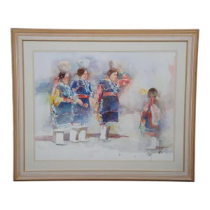 1991 Phyllis Meyer Southwestern Zuni Tradition New Mexico Watercolor Painting