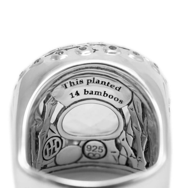John Hardy 925 Sterling Silver White Topaz Bamboo Batu Dome Cocktail Ring Size 7 For Sale In Houston - Image 6 of 7
