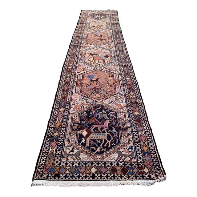 Long and Narrow Turkish Soumak Kilim Runner Rug For Sale