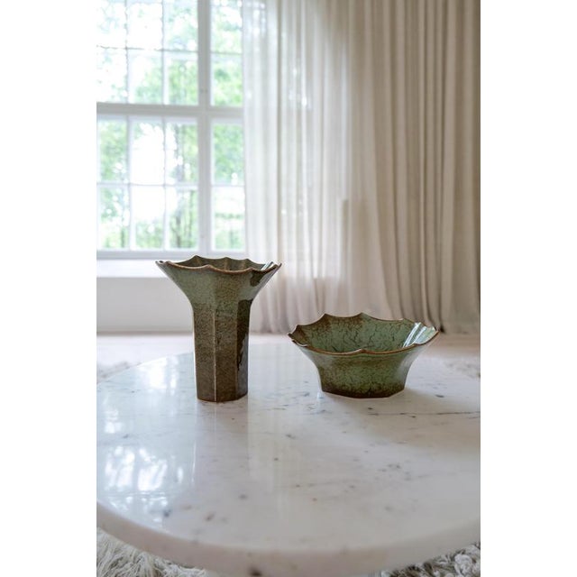 Mid-Century Ceramic Stoneware Bowl and Vase from Rörstrand Studio, Sweden, 1960s, Set of 2 For Sale - Image 3 of 14