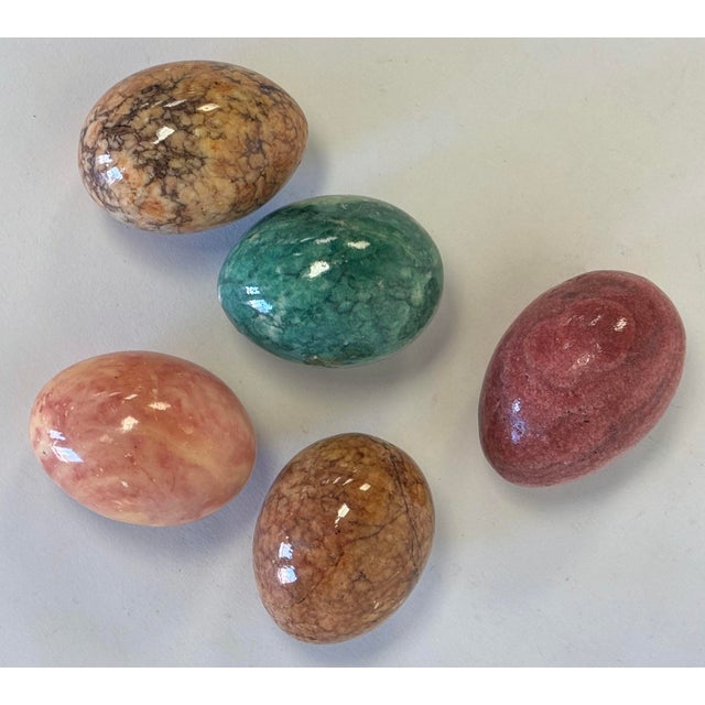 Mid 20th Century Vintage Polished Natural Stone Eggs, Set of 5 For Sale - Image 5 of 9