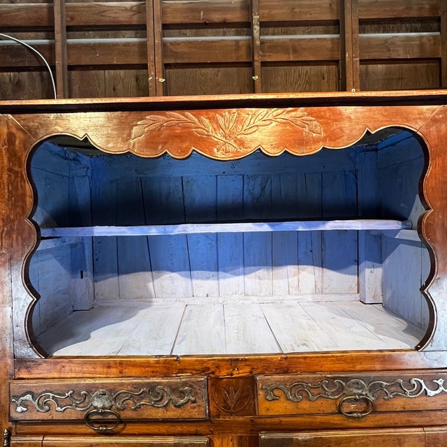 Brown 19th Century French Provincial Walnut Carved Open Display Cabinet Hutch For Sale - Image 8 of 16