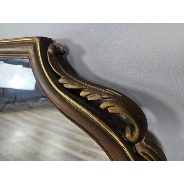 Large Vintage Mirror in Gold-Lacquered Wood, 1960 For Sale - Image 10 of 15