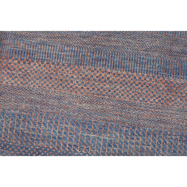 2020s Fine Contemporary Rug 9’1” X 12’5” Blue Pink Wool Hand-Knotted Carpet For Sale - Image 5 of 14