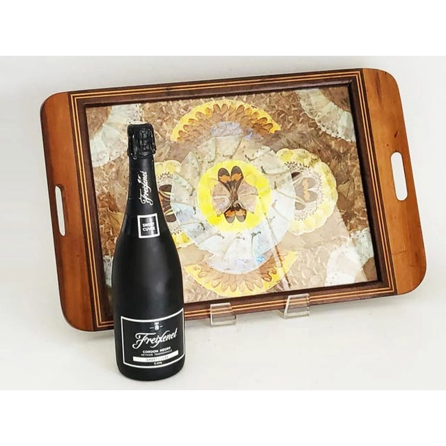 Wood 1940s Daniel Teixeira Brazilian Butterfly Tray With Wood Marquetry Detail For Sale - Image 7 of 10