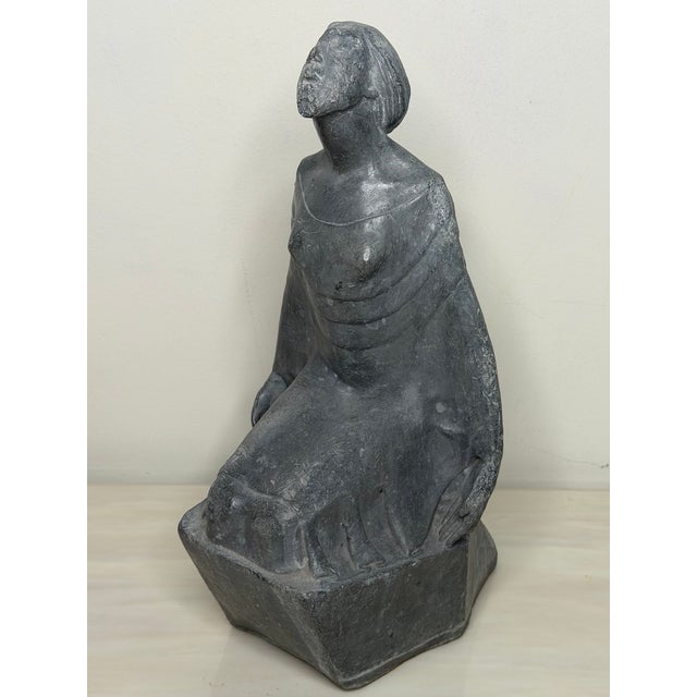 Art Deco Lead Sculpture of Joan of Arc in the Manner of Eric Gill, circa 1920s Description A striking Art Deco lead...