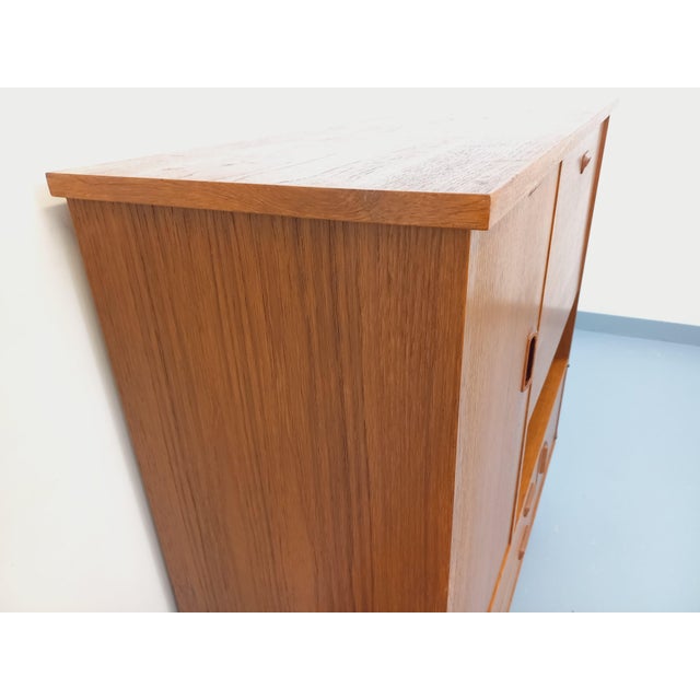 1960s Vintage Scandinavian Modernist Style Teak and Black Metal Bookcase with Secretary, 1950s-1960s For Sale - Image 5 of 18