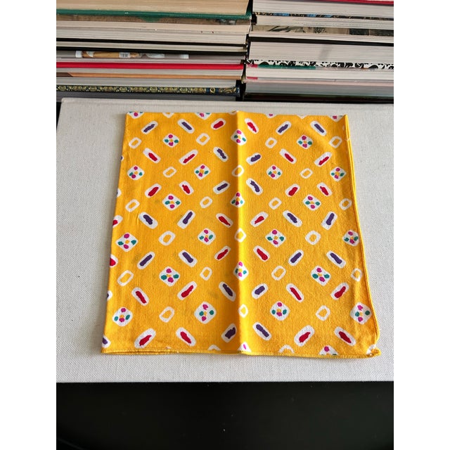 Vintage 1980s Yellow Geometric Cotton Napkins, Set of 12 For Sale - Image 4 of 7
