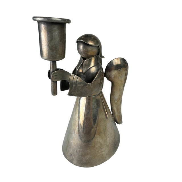 1960s 1960s Los Castillo Handwrought Angel Candlesticks - a Pair For Sale - Image 5 of 10
