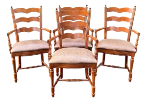 Vintage Hearthstone Furniture Ladderback Farmhouse Dining Chairs - Set of 4