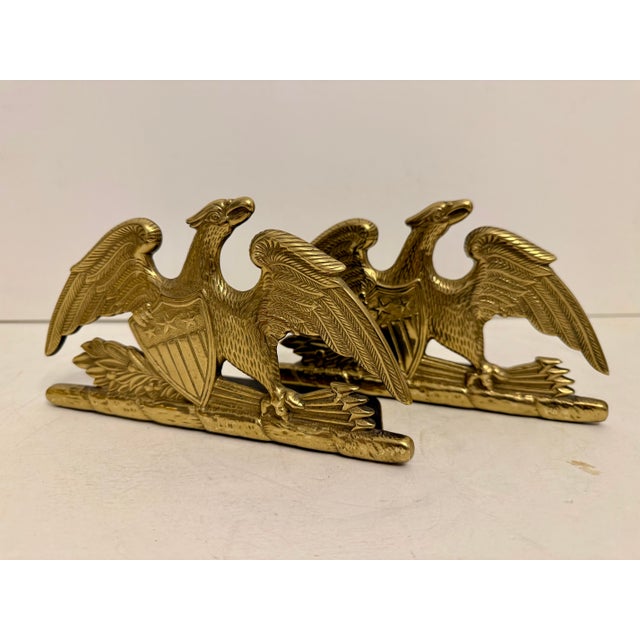 Pair of Virginia Metalcrafters Brass Eagle Bookends For Sale - Image 10 of 11