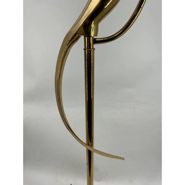 Vintage Brass Bird Floor Lamp – Mid Century Modern Sculptural Heron Lamp, Hollywood Regency Brass Light, 1970s MCM Lighting For Sale - Image 4 of 18