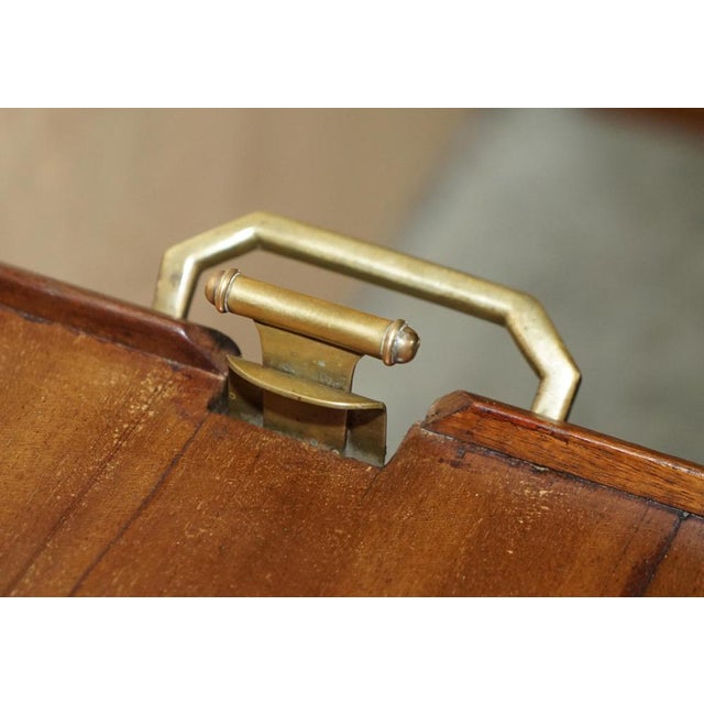 Brown Antique Victorian Folding Butlers Campaign Tray Table For Sale - Image 8 of 18