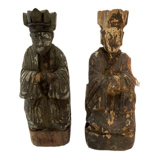 Antique Qing Dynasty Ancestor Altar Figures - Pair For Sale