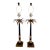 Late 20th Century Hollywood Regency Neoclassical Palm Tree Motif Buffet Lamps in Black and Gold - a Pair For Sale