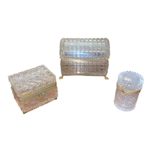 Exceptional Set of Three Baccarat Crystal Jewelry Boxes. Late 19th Century.