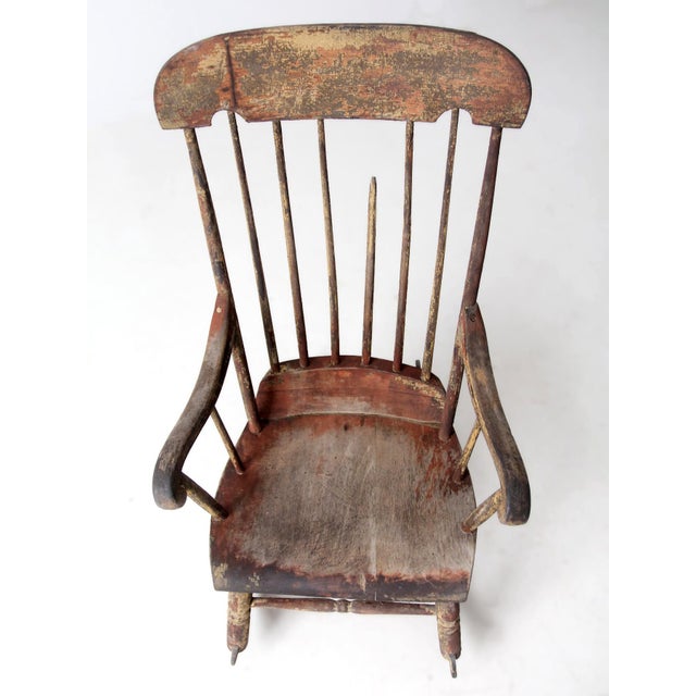 Late 19th Century Antique American Windsor Rocking Chair Primitive For Sale - Image 5 of 17