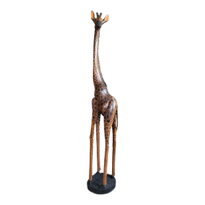 Large 20th Century Large Hand-Carved Wooden Giraffe Sculpture, 85” Tall
